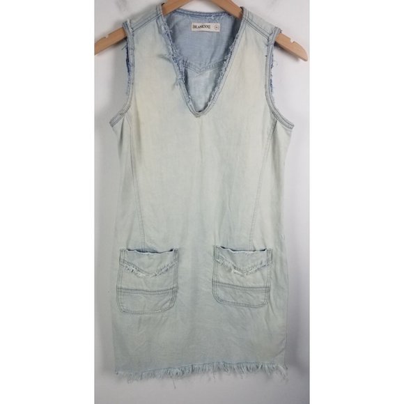 Blank NYC Women's Sz. XS Light Denim Sleeveless Raw Hem Jumper Dress - Picture 2 of 8